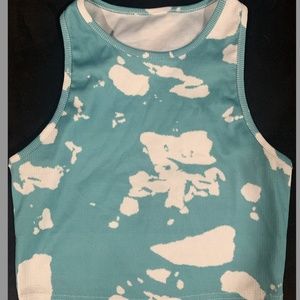 Blue and white tie-dye crop top